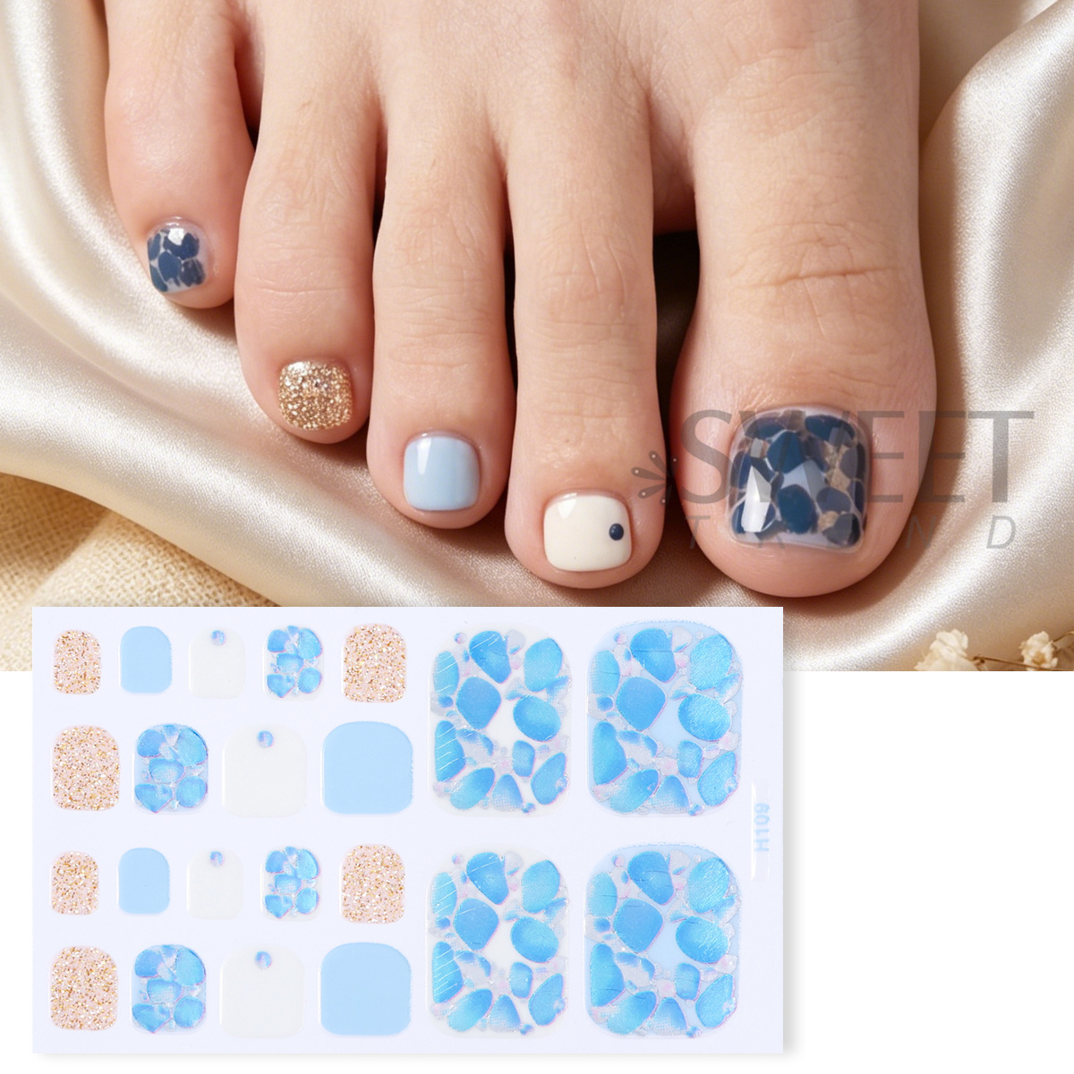 5pcs Elegant Rhinestone Design - Full Cover Adhesive avis et prix