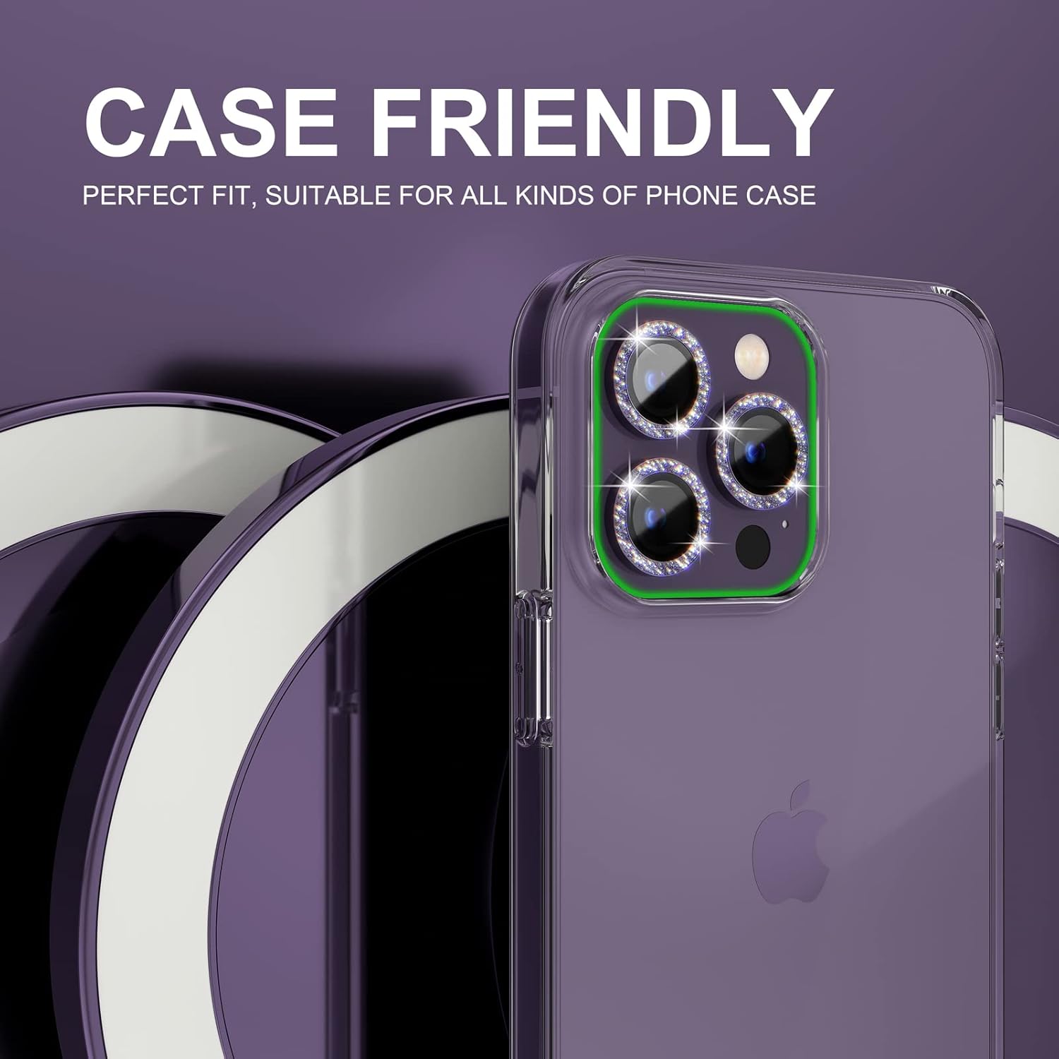 1Set Bling Glitter Purple Came - Tempered Glass Screen 9H avis et prix